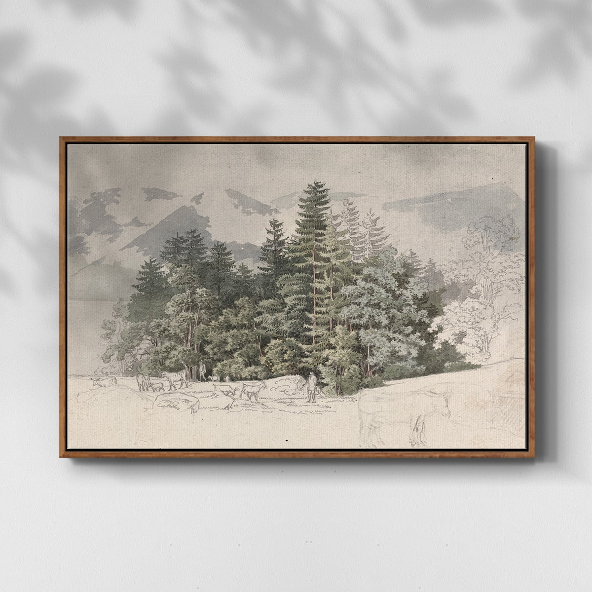 Vintage Landscape-CCLXXV By Wexford Home Framed in Walnut Wood Gallery Wrapped Canvas 17 in. x 25 in.