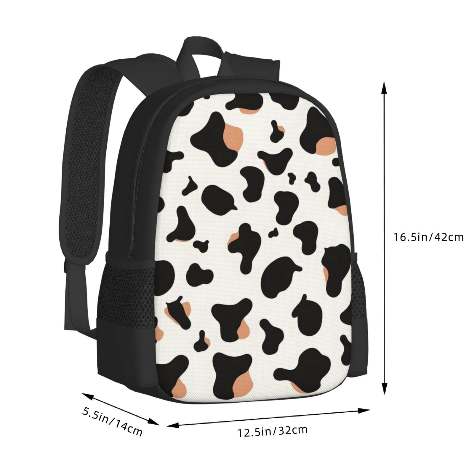 Large Capacity Backpack 16.5×12.5×5.5in Widened Shoulder Strap Design Main Bag Large Top Handle Belt Adjustable Shoulder Strap Simple Cow Print Pattern1_1