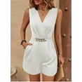 thumbnail image 3 of ZOELNIC Women's Rompers V Neck Pleated Sleeveless Dressy Casual Summer Mini Short Romper Jumpsuit, XL, 3 of 5