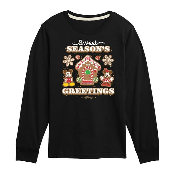Disney - Mickey and Minnie Sweet Seasons Greetings Christmas - Toddler & Youth Long Sleeve Graphic T-Shirt