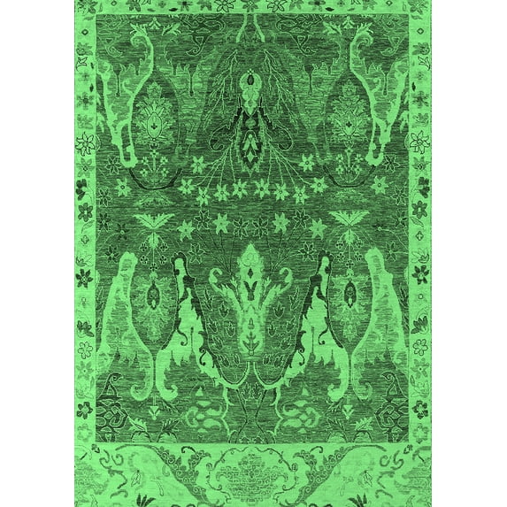 Ahgly Company Indoor Rectangle Oriental Emerald Green Industrial Area Rugs, 6' x 9'