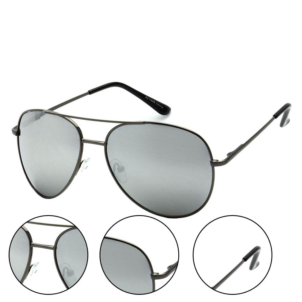 Classic Reflective Mirror Lens Aviator Sunglasses - Walmart.com