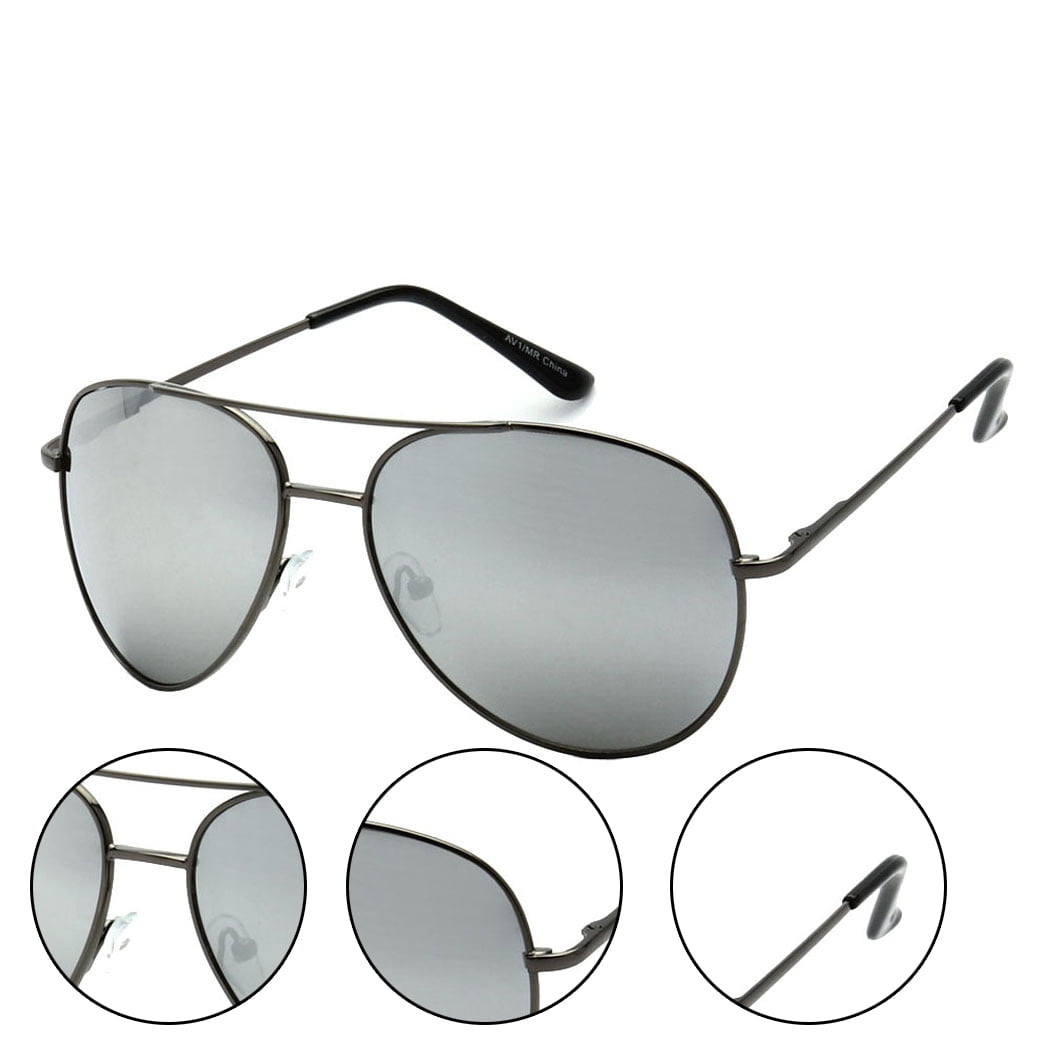 Epic Eyewear Classic Reflective Mirror Lens Aviator Sunglasses