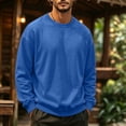 thumbnail image 5 of Men's Solid Color Crewneck Sweatshirt Casual Thermal Long Sleeve Pullover Fall Winter Warm Fashion Tops Royal Blue 2XL, 5 of 6