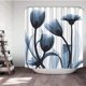 thumbnail image 5 of Elegante Flor de tulipán azul Tela de poliéster Cortina de ducha Decoración de diseñador Cortina de baño Colección de flores de acuarela Impresión digital 180 x 180 cm JAMW Sencillez, 5 of 5