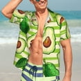 thumbnail image 7 of Kll Men'S Hawaiian Shirt Short Sleeve Button Down Beach Shirts-Avocado Green Striped, 7 of 7