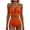 Orange, variant on Two Piece Bikini Sets for Women Trendy Pleated Textured U-Wire Swimsuits Sexy High Waist Bathing Suit