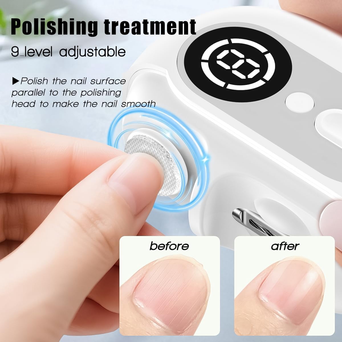 Electric Nail Clipper for Seniors & Babies - 4-in-1 Safety Fingernail Trimmer with 2 Speeds, Magnetic Cover, USB Rechargeable - Nail Scraps Catcher for Kids, Adults, Men, Caregivers (White)