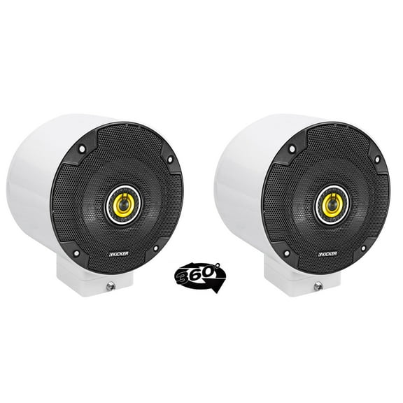 (2) kicker CSC54 5.25" 360° Swivel White Aluminum Surface Mount Speakers