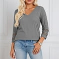 thumbnail image 2 of Women Tops Crewneck Grey Womens Long Sleeve Tee Shirts Basic Tops Fall Top Women, 2 of 5