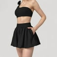 thumbnail image 3 of Women's High Waist Pleated Mini Skirt with Wide Waistband and Side Pockets - Medium, Black, 3 of 7