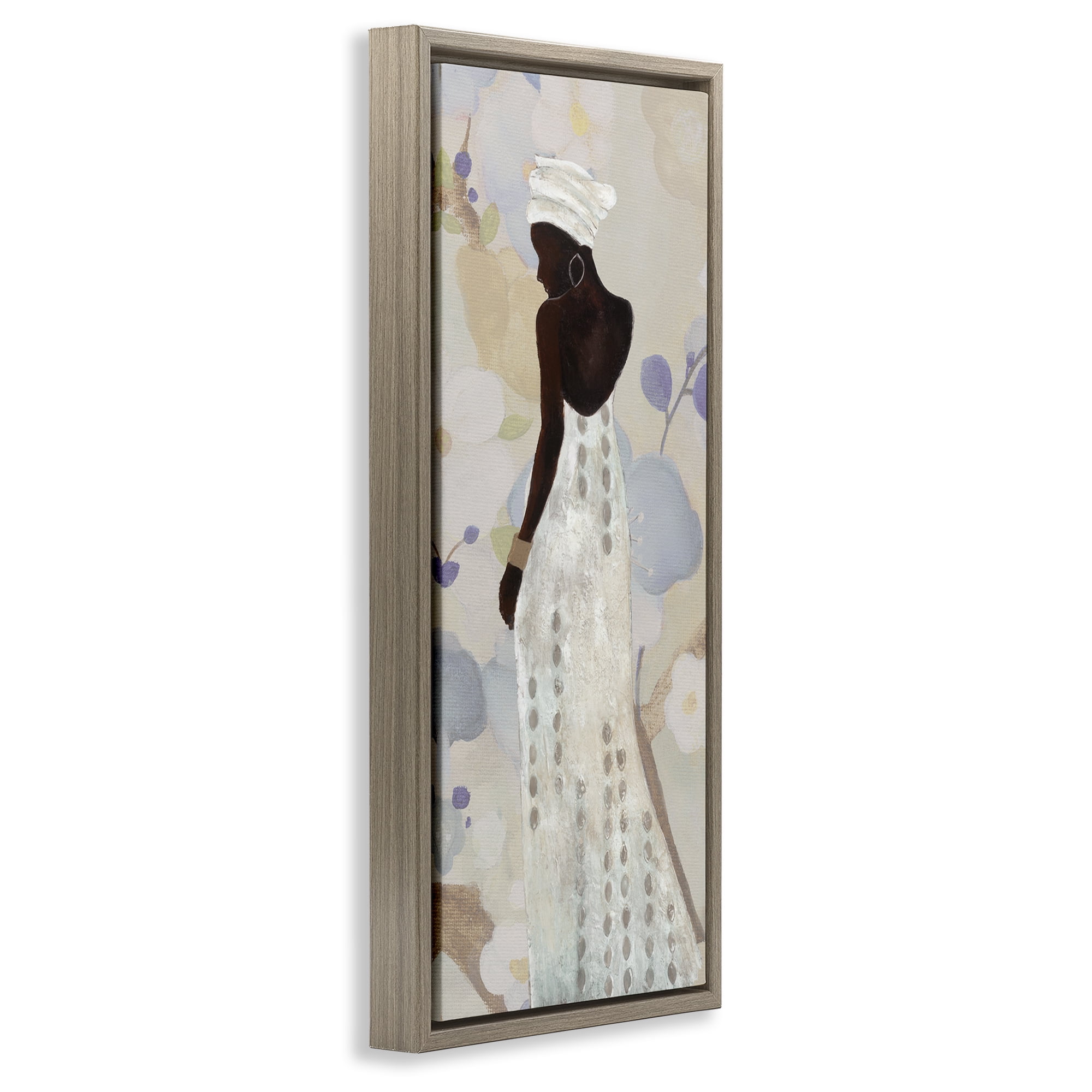 Stupell Industries Chic Natural Hues Woman People Painting Brown Floater Framed Canvas Art Print Wall Art, 11 x 25