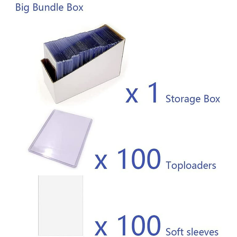 TopDeck Storage & Grading Kit, 100 ct. Trading Card Toploaders, Trading &  Sports Penny Sleeves, Tape Tabs, Pokemon/MTG/Yugioh/TCG Storage Box, 3  x 4 Ultra Clarity Toploader