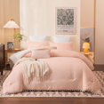 thumbnail image 2 of Move Over White Pink Comforter Set King Pom Poms Boho Bedding Sets White Pom Poms Pattern Microfiber Filling, 2 of 7