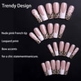 thumbnail image 4 of mirlewaiy Long Square Press On Nails | Glossy Y2K Coquette Style, Leopard Print French Tip with 3D Bow, Manicure Set for Women, 24Pcs, Nude Pink, 4 of 6