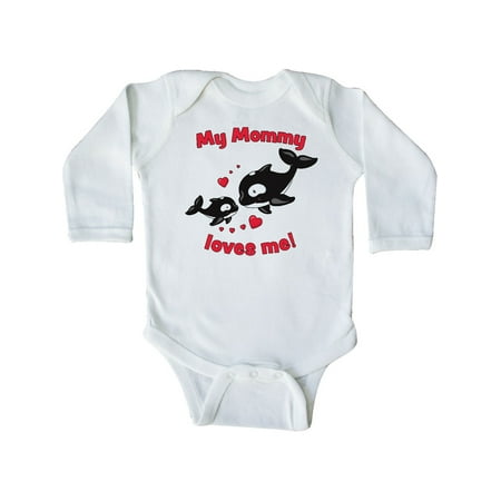 

Inktastic My Mommy Loves Me- orca baby Gift Baby Boy or Baby Girl Long Sleeve Bodysuit