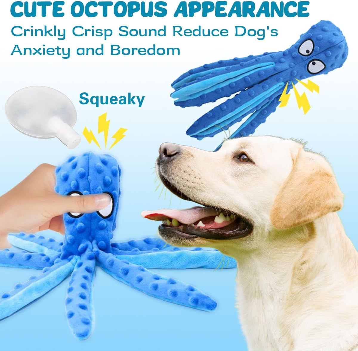 Whiskerspot Octopus Dog Toy, Whiskerspot Eco-Friend Octopus Plush, Octopus  Squeaky Plush Dog Toys, No Stuffing Crinkle Interactive Chew Toy, for Puppy  Teething, Small to Large Dogs - Walmart.com