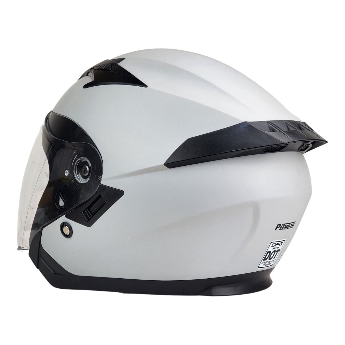 PITMOTO Open-Face Motorcycle Helmet. DOT, Model PM-768. -Matte Grey-X-Large