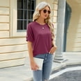 thumbnail image 5 of Zoeecloth Womens Summer T-Shirts Short Sleeve Cotton Tees Shirt Blouse S-Xxl Solid Color Loose Round Neck Tees Shirt Spring Summer Short Sleeve Tops, 5 of 8