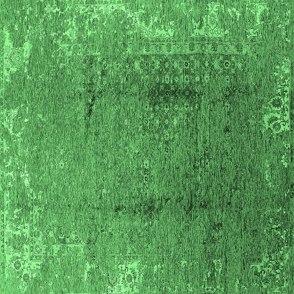 Ahgly Company Indoor Square Oriental Emerald Green Industrial Area Rugs, 5' Square