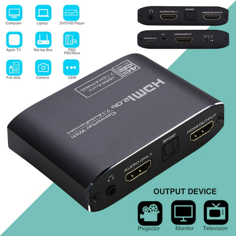 Wmkox8yii NK-H38 Audio Extractor-ARC HDMI 2.0B Converter 7.1CH ATMOS-HDMI To HDMI - Walmart.com