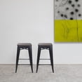 thumbnail image 3 of Leejay 24 inch Black Backless Metal Bar Stool with Wood Seat, Set of 2, 3 of 5