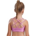 thumbnail image 3 of inhzoy Kids Girls Metallic Cross Back Dance Crop Top Spaghetti Strap Cami Gymnastics Skating Athletic Sports Bra Pink 16, 3 of 6