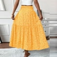 thumbnail image 4 of Women's Smocked High Waist Maxi Skirt Casual Boho Long Skirts with Pockets Yellow S, 4 of 8