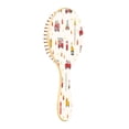 thumbnail image 2 of Wood Paddle Brush with Cushion & Round Hair Brush Red Fiery Awesome Patterns Detangling Brush for All Hair Types, 2 of 7