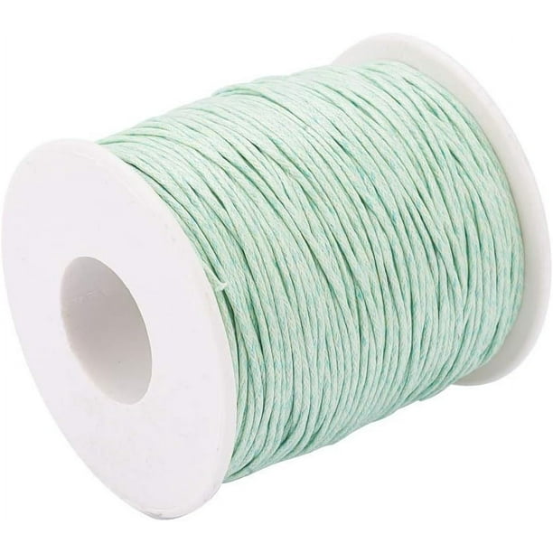 100 yardas de cordón encerado de algodón, hilo de algodón encerado de 1 mm, cordón para bisutería, pulseras, macramé, manualidades y bricolaje en cuero - Verde pálido
