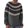 thumbnail image 2 of Pulls pour Femmes 2025 Manches Longues Fair Isle Col Rond Chandail Automne Hiver Tendance, 2 of 8
