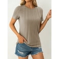 thumbnail image 7 of AviBest Women's T-Shirts , Ribbed Crew Neck Short Sleeve Tshirts, 7 of 7
