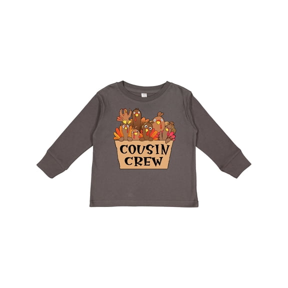 Inktastic Cousin Crew Cute Turkey Family Boys or Girls Long Sleeve Toddler T-Shirt