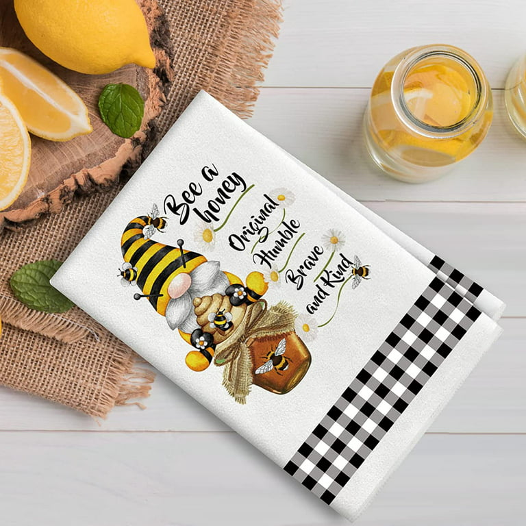 Bumble Bee French Linen Tea Towel Dish Towel, House Warming or