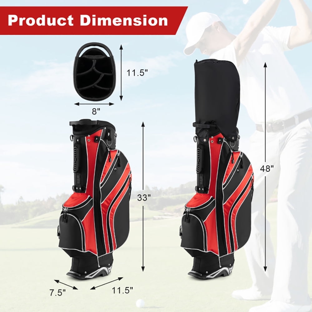 Canddidliike Golf Stand Cart Bag with 6-Way Divider Carry Pockets-Red, Lightweight Golf Stand Bag for Men & Women,Multiple Pockets, Lightweight & Durable