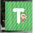 thumbnail image 4 of Ambesonne Christmas Alphabet Shower Curtain, Holiday Scene T, 69"Wx84"L, Green Dark Coral White, 4 of 5