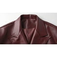thumbnail image 6 of jtjvou Faux Leather Jacket Women Vintage Style Motorcycle Long Sleeve Waist Belt Leather Jacket Women 2025 Wine XL, 6 of 7