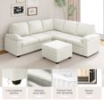 thumbnail image 3 of EUROCO 2000LBS 84" Modern U Shaped Sectional Sofa Set, 6 Seat Velvet Upholstered Corner Couch with Ottoman, Armrest Pillow, Indoor Furniture for Living Room, Apartment, Office, Beige, 3 of 8