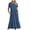 Dark Blue, variant on Spring Tops for Women Plus Size Dresses for Women on 3/4 Sleeve Casual Maxi Dress Bohemian Floral V-Neck Puff Short Sleeve Beach Tiered Sundress Long Swing Dress Gifts for Women
