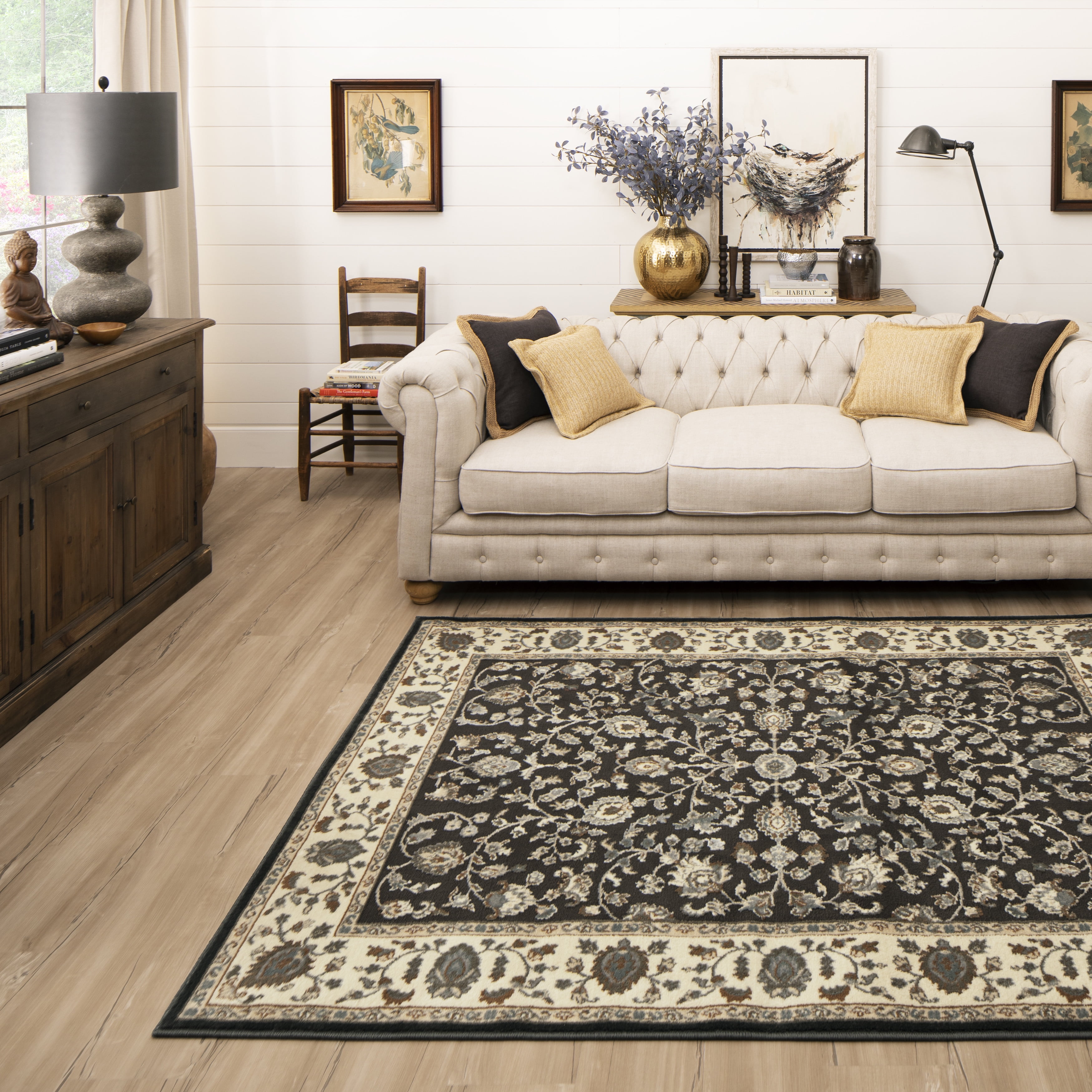 Mid century dining modern bohemian decor decoholic darlings table boho neutral living lighting remodelaholic progress industrial rustic chandelier loving currently Mainstays Floral Border Indoor Living Room Area Rug, Multi-color, 5' x