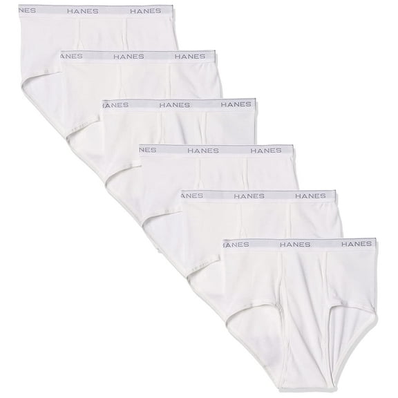 Hanes Men's FreshIQ Tagless Cotton Briefs, White (6 Per Pack)