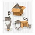thumbnail image 3 of Ambesonne Cartoon Shower Curtain, Kitten Cat in the Box, 69"Wx70"L, Sand Brown Warm Taupe, 3 of 5