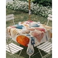 thumbnail image 3 of Square Outdoor Tablecloth with Umbrella Hole Coastal Shell Outside Table Cloth Waterproof Patio Table Cover Summer Nautical Shell Beach Starfish Zipper Tablecloths for Picnic Party Camping 54x54 Inch, 3 of 8