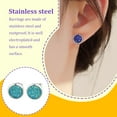 thumbnail image 3 of serony Round Earrings Eye-catching Eardrops Fine Electroplating Rhinestone Inlay Ear Studs Gorgeous Gift for Birthday Party Wedding Cyan, 3 of 5