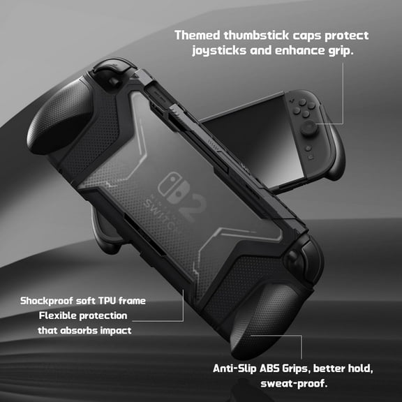 PlayVital BEYOND-GRIP Dockable Case for Nintendo Switch 2 - Interchangeable TPU Grips w/ 2 Grip Sets