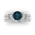 thumbnail image 2 of 3.06 ct Brilliant Round Cut Natural London Blue Topaz 18K White Gold Solitaire with Accents Engagement Bridal Wedding Ring Band Set size 5, 2 of 7