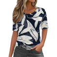 thumbnail image 1 of WZXFASHION Hauts d'Été pour Femmes 2025 Col Rond Manches Courtes T-Shirts Blouses Décontractées T-Shirts Imprimés Mignons Tenues Amples Tendance Liquidation T-shirt Manches Courtes pour Femmes, 1 of 6