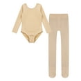 thumbnail image 4 of Hansber Kids Fleece Lined Jumpsuit for Girls Ballet Gymnastic Leotard Outfits Long Sleeve Bodysuit B Nude Round Neck 140/L, 4 of 6