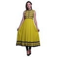 thumbnail image 1 of Bimba Robe Anarkali Tribale Jaune pour Femmes Kurti Imprimé Ethnique Indien Longue Kurta Robe de Soirée Petite, 1 of 6