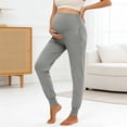 thumbnail image 2 of Gyujnb Full Belly Support Maternity Joggers With Side Pockets High Waist Stretchy Soft Pregnancy Yoga Sports Daily Pants,XL, 2 of 4